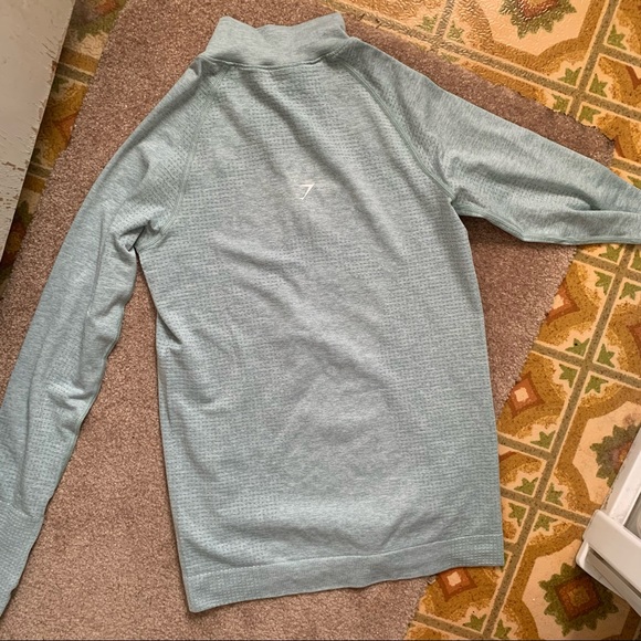 Gymshark ‘Vital’ Seamless 1/2 Zip Long Sleeve (S) - light green marl - Picture 2 of 7